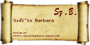 Szőts Barbara névjegykártya